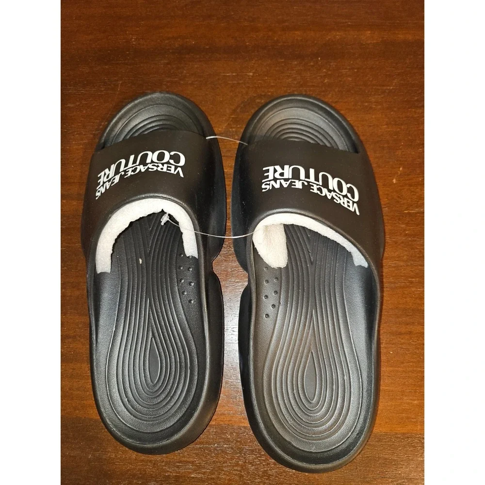 VERSACE JEANS COUTURE 'Tago Logo'‎ Slide Sandal Men's US 9-10 EU 42/43 Black NWT